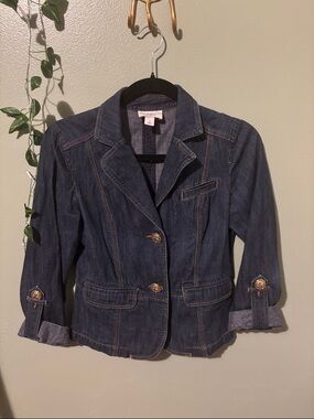 LOFT Dark Indigo Denim Blazer Jacket